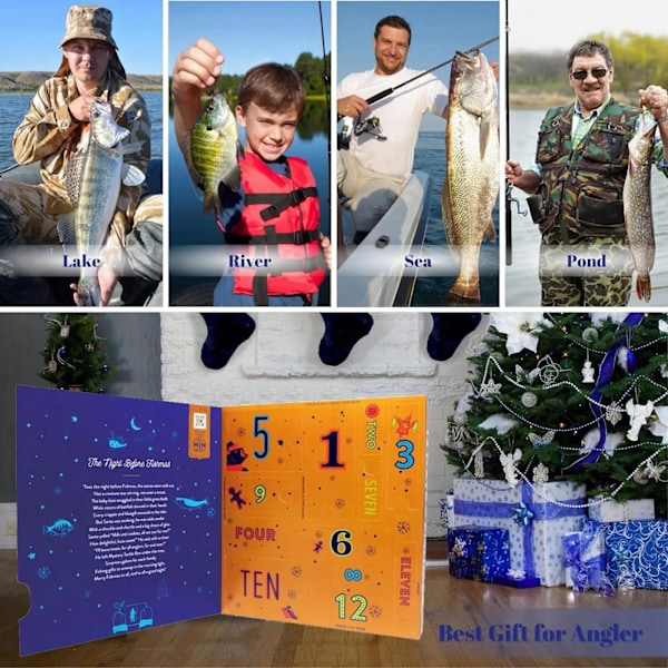 Julkalender för fiske 2024 - Julnedräkning med fiskebete - Julkalender med överraskningar för 12 dagar