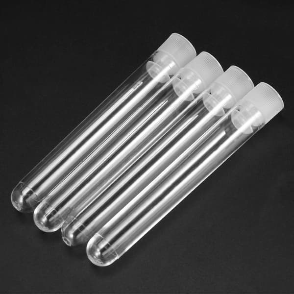 100 st Klara Plast Provrör med Vita Skruvlock Provbehållare Flaskor Trycklock 12X75mm