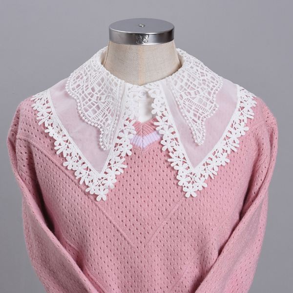 Kvinnors Krage Krage Falsk Krage Ihålig Blomspets Chiffon Halv Blus Dickey