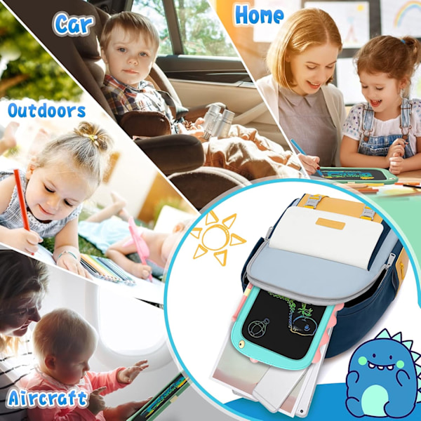 8,5 tommer Doodle Board Tegnetablet - Dinosaur Legetøjsgave til Børn 2-7 År Gamle Blå Blue