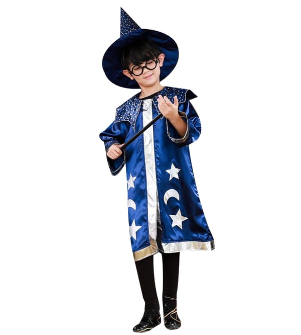 (AZC) Trollkarl Cape hatulla, Halloween lasten asut XL
