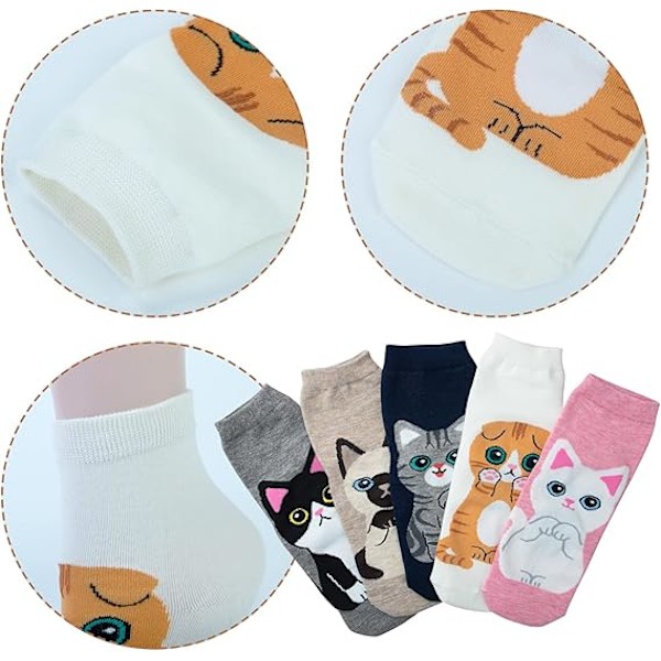 Par Socks för Kvinnor Roliga Söta Djur Kvinnors Strumpor Katt Hund S,ZQKLA