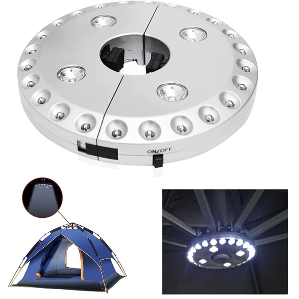 28 LED sladdlösa parasolllampor med 28 Super Bright LED för uteplatsparaplyer, campingtält eller utomhusaktiviteter (silver)