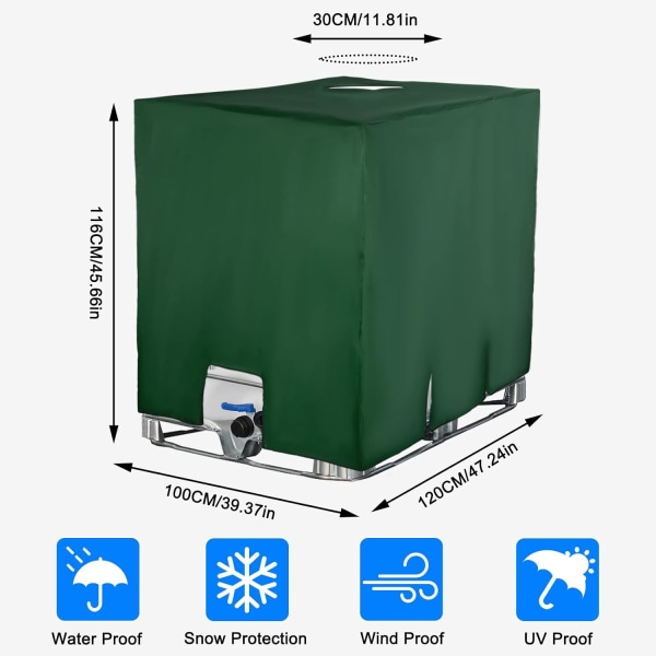 IBC-beholder, beskyttelse, anti-UV, beskyttelseskuffert til vandtank 1000 l, beskyttelsesdæksel Green