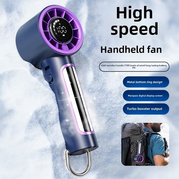 Handhållen löparfläkt med digital display, USB-turbo liten fläkt med hundra hastighetsinställningar och kylklampsfläkt pink