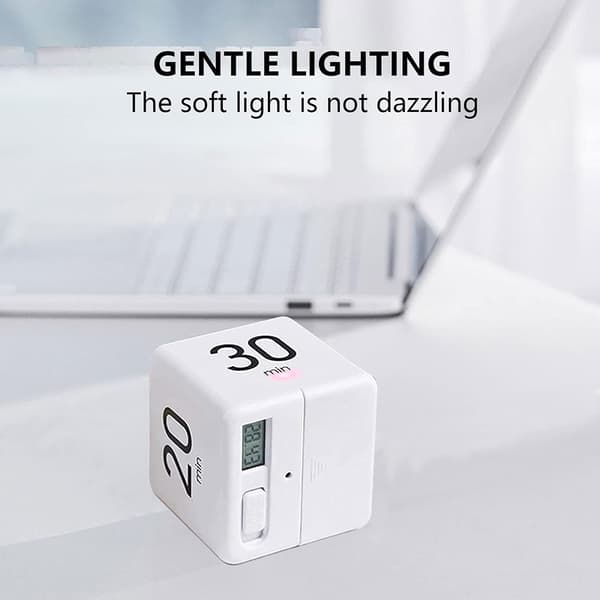 (15-20-30-60) Vit kubtimer, digital studietimer med LED-ljus