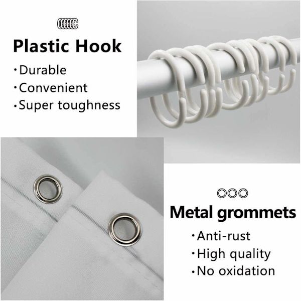 Mildew Proof Polyester Fabric Shower Curtain, Original Machine Washable Waterproof Bath Curtain 180X180Cm