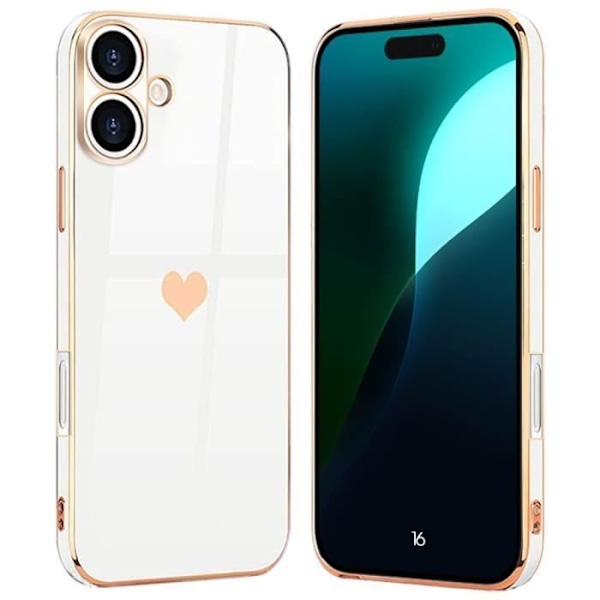 Fodral för iPhone 16 - Silikon Hjärta Skydd Stötsäkert Mjukt Smalt Vit White