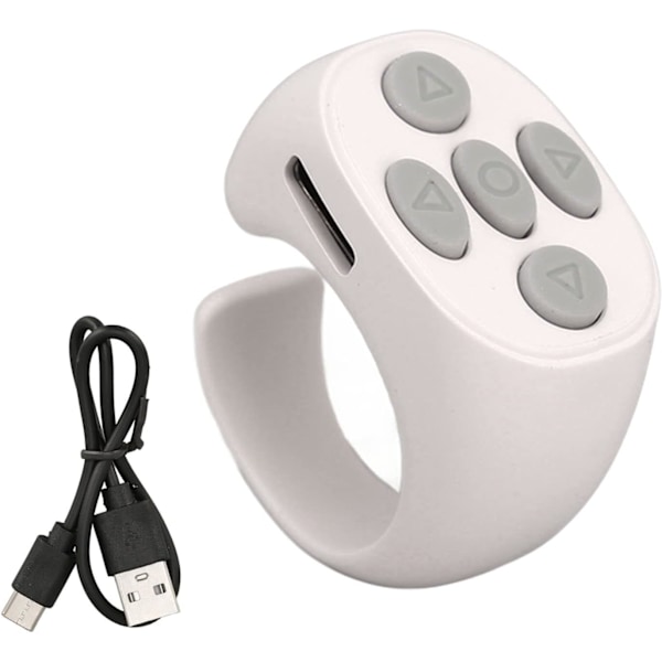 Bluetooth-fjärrkontroll för sidvändning, trådlös rullfjärrkontroll, laddningsbar, ringdesign Bluetooth-fjärrkontroll White