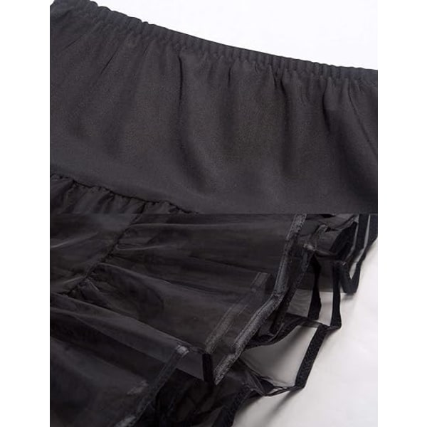 50'er Petticoat Rockabilly Kjole Crinoline Tutu Til Kvinder ZX Sort Black XL