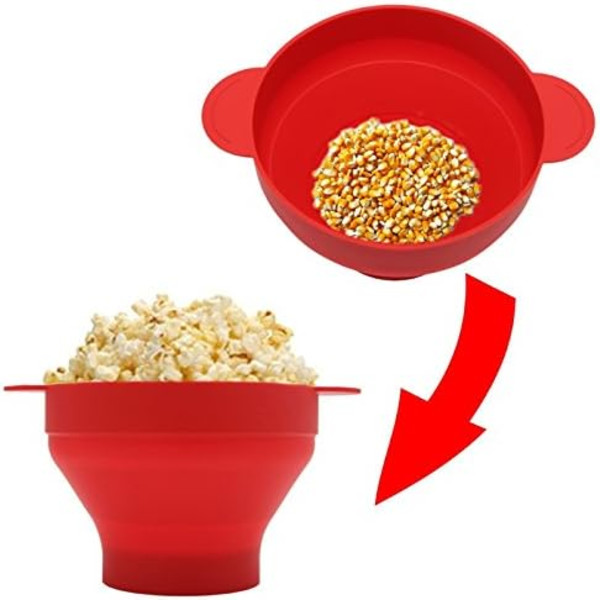 Popcorn-skål i silikon - hopfällbar red