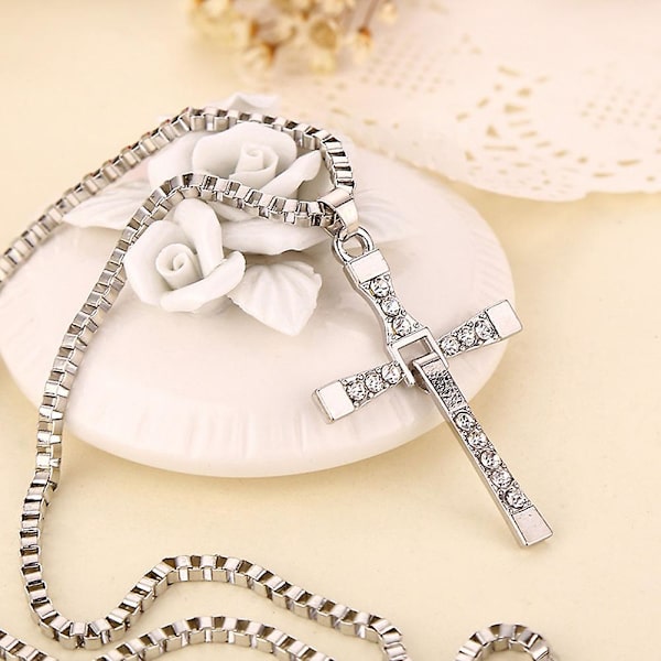 Christian Fast And Furious Dominic Toretto Cross Pendant Halskjede Kjede Sølv