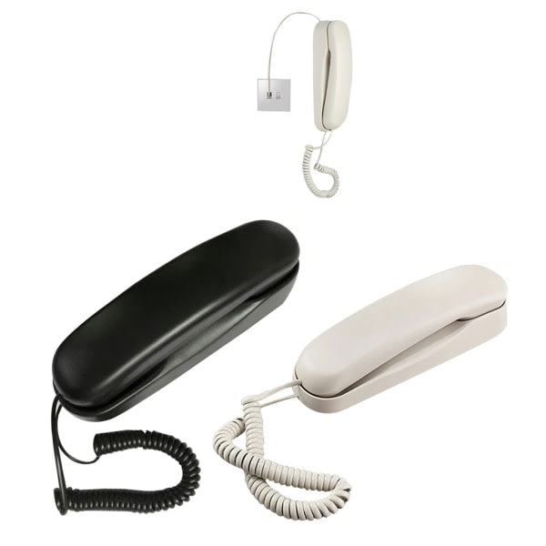 Veggtelefon med ledning, Slim Trimline hotelltelefon, Veggtelefonsett for hjem/bad/skole/kontor hvit white