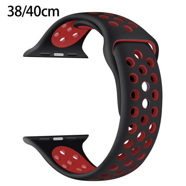 Silikoni apple iwatch4567 sukupolven SE urheiluranneke musta&punainen black&red 38/40mm