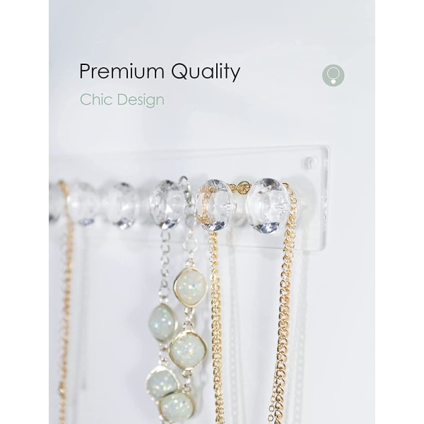 2-pack Halsbandshängare Akrylhalsband Hållare Väggmonterad smyckesorganisator hängande med 12 diamantformade krokar, smyckeshängare för halsband
