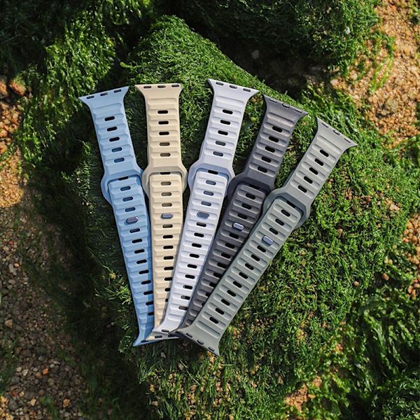 Myk silikonrem for Apple Watch Band Ultra 49mm 44mm 45mm 42mm 41mm 42mm 38mm Sports Watch Band iwatch Serise 8 7 6 5 Armbånd 09-Moonlight-grå 09-Moonlight-grey 38mm 40mm 41mm