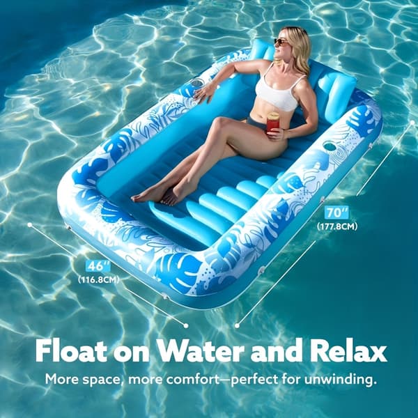 Uppblåsbar flytande säng för vuxna Pool Strand Blue