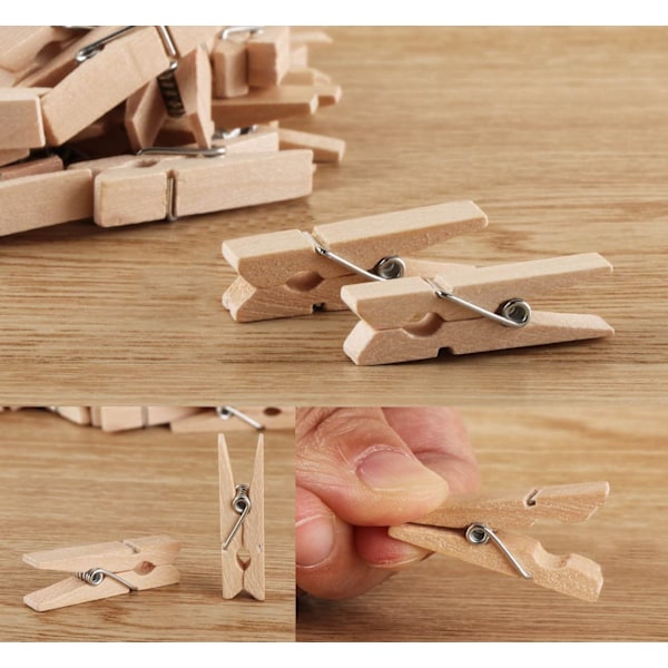 Havesnor med 100 træ klemmer 3,5 cm hobby snor jute snor