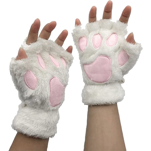 Supermjukt tumhål Halvfingerlösa varma vinterhandskar för kvinnor Dam Cat's Claw Handskar Plysch Halvfinger Bear's Paw fingerlösa handskar
