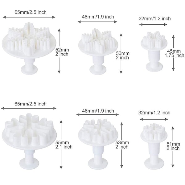 6 stk. Jule-snøfnugg-kakekuttere, snøfnugg-stempelet