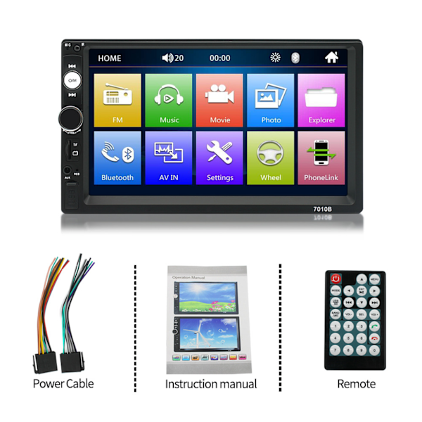 Bilstereo Bilradio 7\" MP5 Afspiller med HD Touchscreen Digital Display Bluetooth Multimedia Support Begrænset udgave opløsning 1024*600 Limited edition resolution 1024*600 7010B