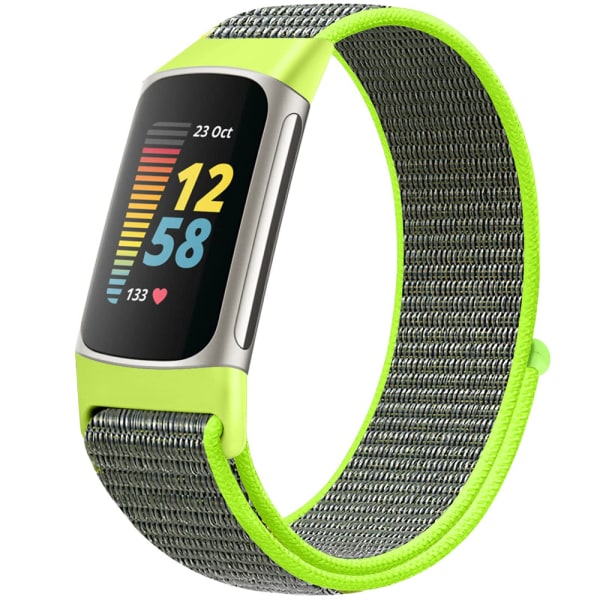 Ersättning Sport Loop Watch Strap för Fitbit Charge 5 Nylon Silver
