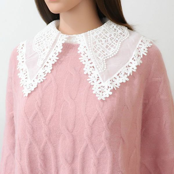 Kvinnors Krage Krage Falsk Krage Ihålig Blomspets Chiffon Halv Blus Dickey