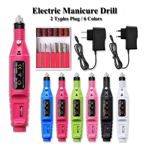 Nagelfil med 6 delar (Elektrisk) Svart