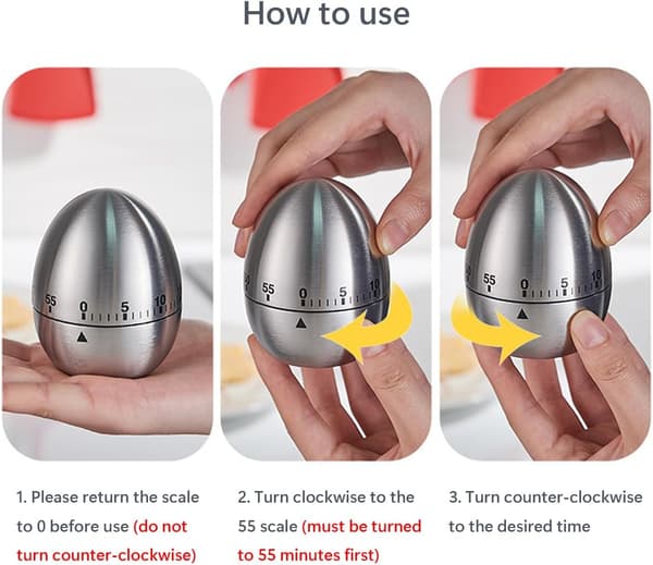 2 stk. Mekanisk Egg Timer Rustfritt Stål Kjøkkentimer