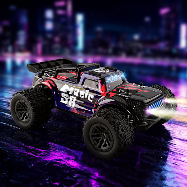 Elektrisk offroad fjernstyrt lastebil, høyhastighets fjernstyrt bil, elektrisk lekebilmodell racerbil (lilla modell) Purple
