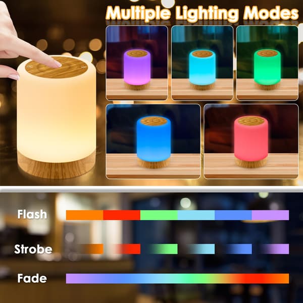 LED Touch Natlampe USB Opladning Dæmpbar Bordlampe Multi Farve Tilstand Timer Bærbar Sengekant Night Light