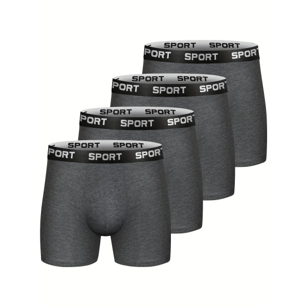 4-pack herrbomull Andas bekvämt mjukt, stretchigt enfärgat boxer 4-pack, 2 svarta och 2 grå