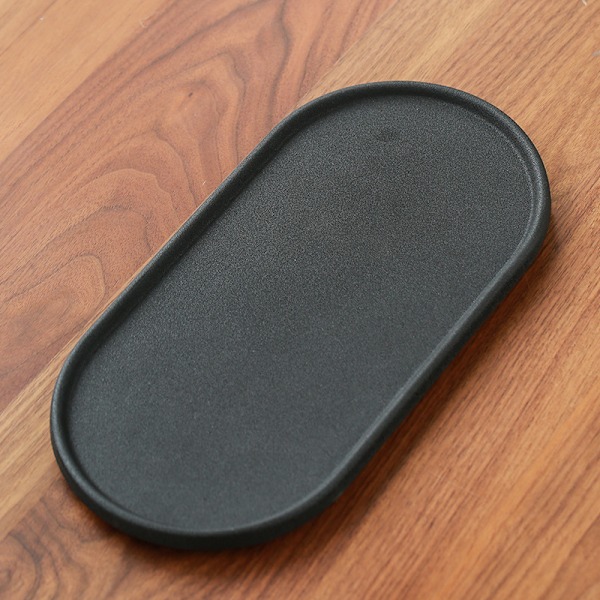 Svart keramikk tørr bryggebrett, retro lite keramisk tesett, håndmalt Zen-stil tekanne, tebrett