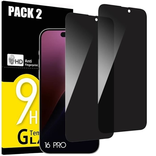 2 Anti-Spy Härdat Glas för iPhone 16 Pro, skärmskydd