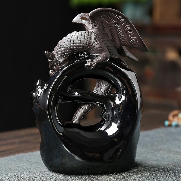 Keramisk Dragon Røkelsesbrenner Foss Tilbakestrøm Røkelsesholder Aromaterapi Ornament Dekor Hjem