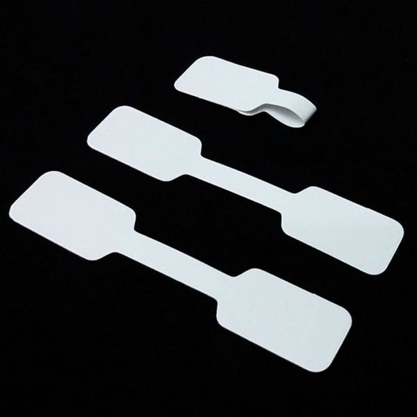 100 st/lot 1,2 cm x 6 cm Tomt vitt papper Prislapp Etiketter Smycken Display Kort Etiketter Ringdekal Hangtags