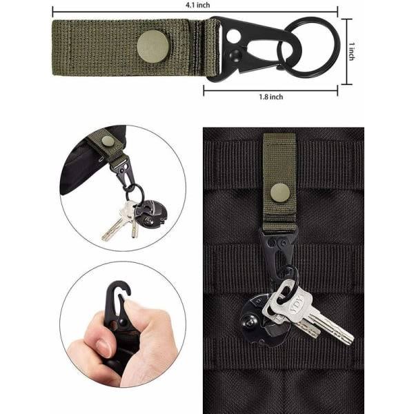 Military Green Tactical Gear Clip Remfästen för väska ?? Tillbaka Taktisk väst Molle Nyckelring D-Ring Lock Water Tube Web Clip