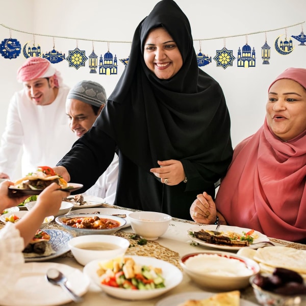 Ramadan Dekorationer, 20 st Trä Hängande Dekorationer för Hemmet, Ramadan Blue