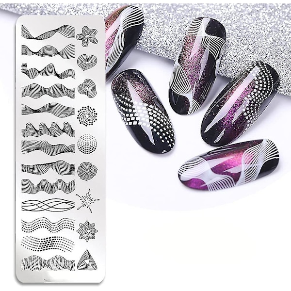 Nagelstämplingsplattor Linjekonst Nagelkonstplatta Rostfritt Stål Design Stämpel Mall för Utskriftsstencilverktyg (j002)