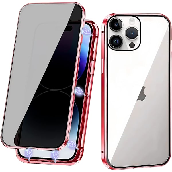 Privacy dubbel magnetiskt fodral iphone 13 röd röd red