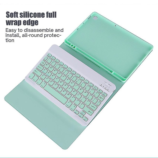 Etui med baggrundsbelyst tastatur til Samsung Galaxy Tab A7 Lite 8,7 tommer 2021 (model: Sm-t220/sm-t225)( Farve: Grøn)