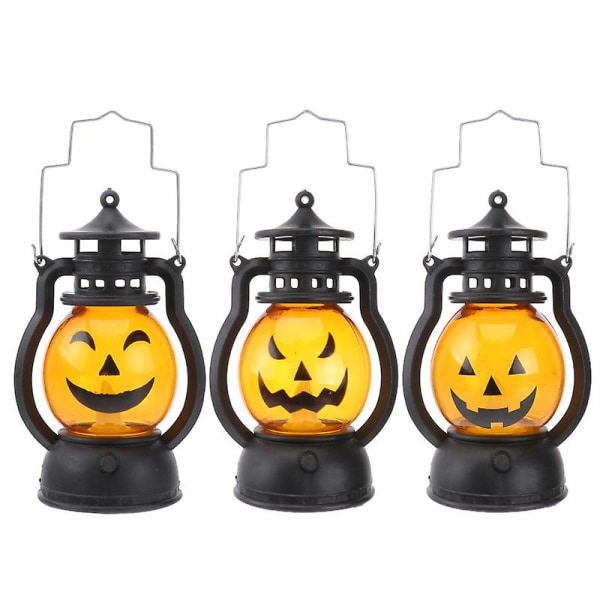 3 stk Halloween Gresskar Lamper Premium Halloween Lamper Halloween Fest Lamper Svart