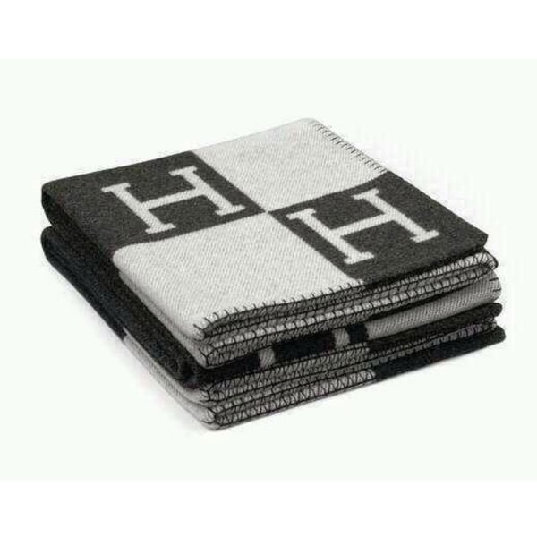 H-filt Puder Faux Uld Kasmir Pude Sofa Plaid Tæppe Sort Hvid