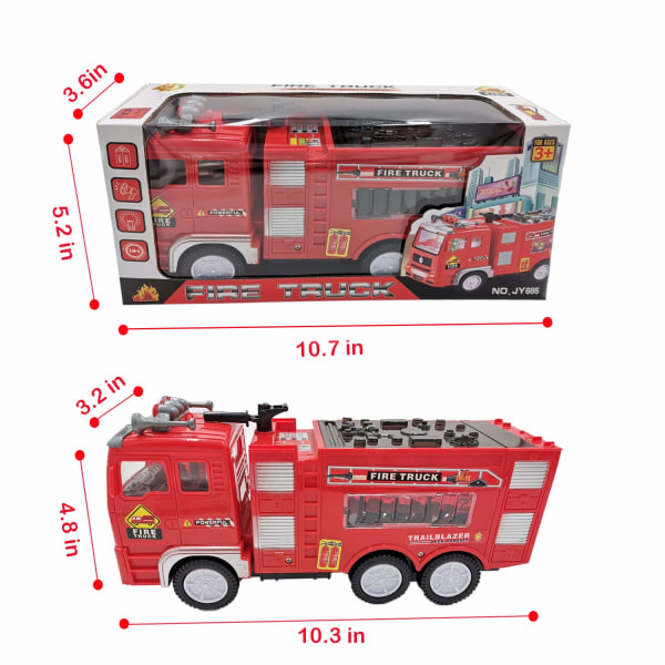 Brandbillegetøj til 3-9-årige drengepiger,4D-oplyst brandbillegetøj til 3 4 5 6 7 8-årige drengegave til 4-10-årige drengepiger