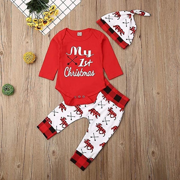Baby Boy Girl Christmas Outfits Santa Claus Romper Body Stripe Byxor Kläder  Set 4107 | Fyndiq