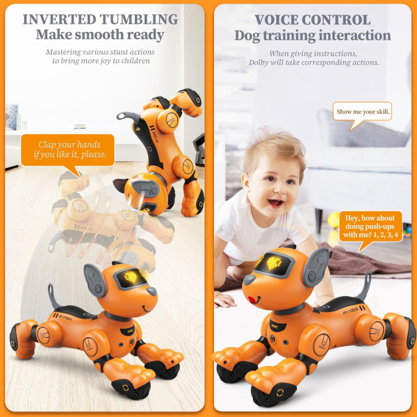 Interaktivt stemmestyrt, berørings-, sang- og dansefunksjon RC robot hundeleker
