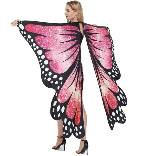 Halloween Butterfly Wings Cape for kvinner Sommerfugl Halloween kostyme