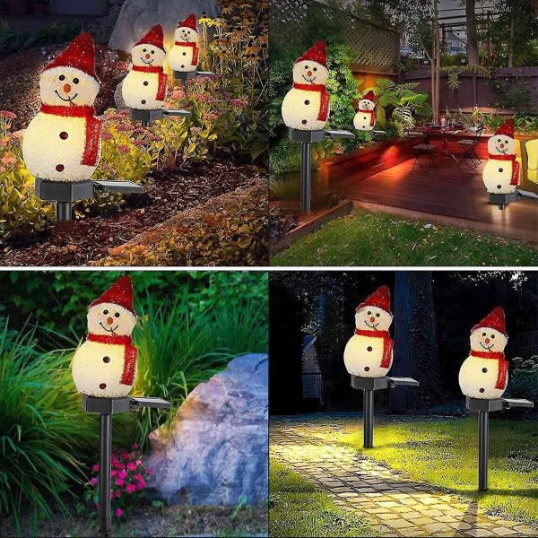 Christmas Solar Powered Led Snowman Light Dekor Hage Lights Rød