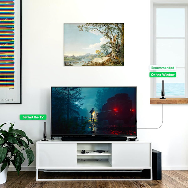 Digital indendørs HDTV-antenne - med kraftig forstærker og signalforstærker, HDTV til smarte og ældre tv'er