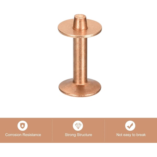 10 set koppar nitar och grader, 12x4x21mm massivt läder koppar nit hållare för läder DIY hantverk tillbehör, koppar ton